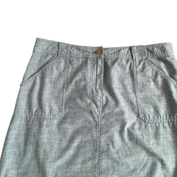 Talbots Blue Chambray Mini Skirt Women’s Size 14 Pockets Lightweight Straight - Picture 2 of 8
